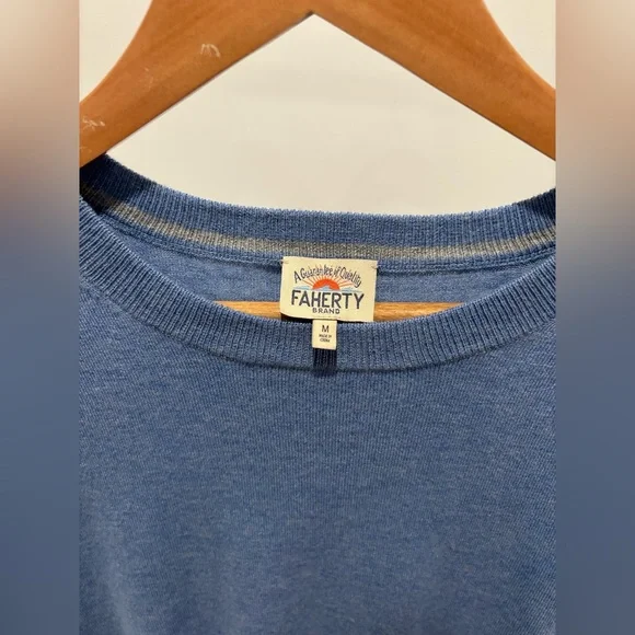 Faherty Men's Sky Blue Movement Crewneck Sweater Crewneck